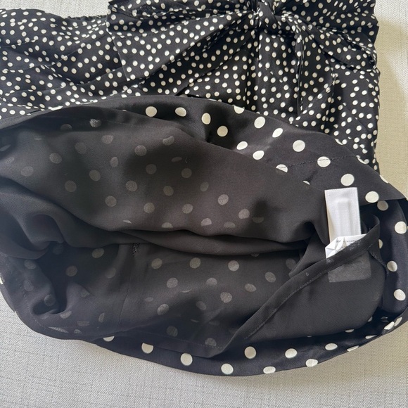 NWT J. Crew Silk Black White Polka Dot One-Shoulder Bow Top Size 00 - Picture 7 of 10